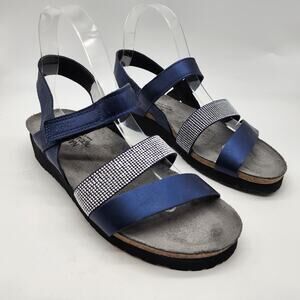 Naot Krista Sandal Blue Leather Sparkle Rhinestones EU 39 US 8 Slingback Bling